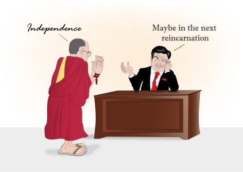 Cartoon: Independence - Independencia (medium) by besereno tagged tibete,politics,politica