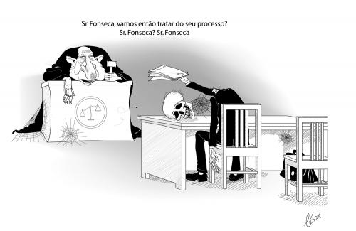 Cartoon: Justica lenta - Slow justice (medium) by besereno tagged justice,justica,law,lei,leis,tribunal,court