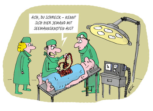 Cartoon: Neulich im OP (medium) by ichglaubeshackt tagged op,krankenhaus,arzt,seemann,seemannsknoten