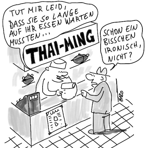 Cartoon: Schlechtes Timing (medium) by ichglaubeshackt tagged timing,zeit,zeitmanagement,thai,imbiss,essen