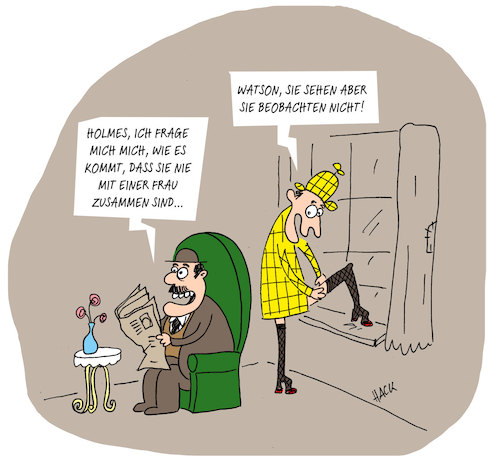 Cartoon: Sehen und Beobachten (medium) by ichglaubeshackt tagged sehen,beobachten,detektiv,sherlock,holmes,watson,strapse