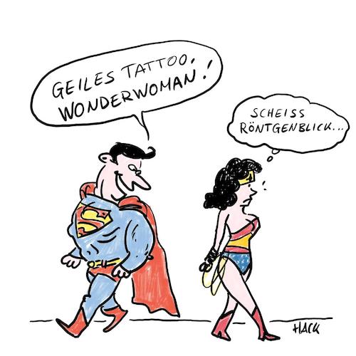 Cartoon: Wonder Woman (medium) by ichglaubeshackt tagged wonderwoman,superman,batman,comics,superhelden,röntgenblick,filme