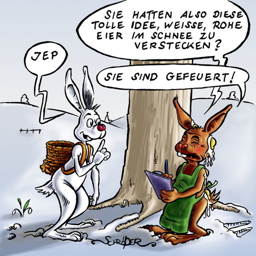 Cartoon: Rohe Eier im Schnee (medium) by KritzelJo tagged ostern,schnee,rohe,eier
