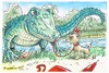 Cartoon: Krokodilstränen (small) by KritzelJo tagged krokodilstränen schnappi krokodil hündchen schleife bach bäume regenschirm handtasche hundeleine