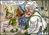 Cartoon: Wachteleier (small) by KritzelJo tagged wachteleier,wichtel,koch,küche,delikatesse,messer,zange
