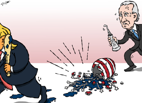 Cartoon: Challenge Awaits for Biden (medium) by cartoonistzach tagged biden,trump,united,states,politics,polarization,elections,biden,trump,united,states,politics,polarization,elections
