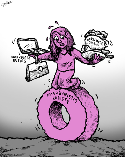 Cartoon: Double burden (medium) by cartoonistzach tagged women,empowerment,exploitation,work,gender,women,empowerment,exploitation,work,gender