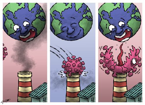Cartoon: Healing the Earth? (medium) by cartoonistzach tagged coronavirus,covid19,environment,health,pandemic,earth,coronavirus,covid19,environment,health,pandemic,earth
