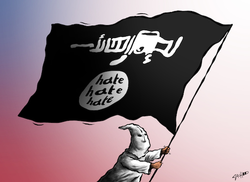 Cartoon: Vanilla ISIS (medium) by cartoonistzach tagged gun,violence,kkk,klan,america,us,nra,isis,gun,violence,kkk,klan,america,us,nra,isis,flagge,hass,gewalt,amerika,gewehr,kukuksclan
