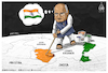 Cartoon: India and Jammu Kashmir (small) by Mikail Ciftci tagged india,kashmir,statu,jammukashmir,pakistan