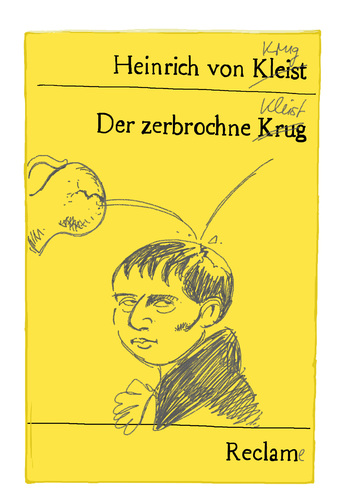 Cartoon: Der zerbrochene Kleist (medium) by Kringe tagged kleist,schule,deutsch,dichtung,schüler,kleist,schule,deutsch,dichtung,schüler,reclam,literatur