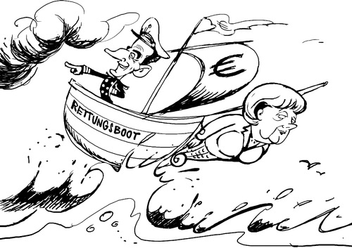 Cartoon: Euro-Rettungsboot (medium) by Kringe tagged merkel,sarkozy,euro,krise,merkel,sarkozy,euro