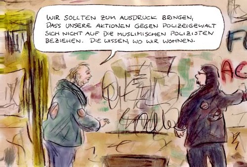 Cartoon: Polizei wird bunt (medium) by Bernd Zeller tagged polizei