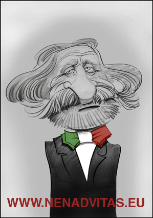 Cartoon: VERDI GIUSEPPE (medium) by Nenad Vitas tagged music,la,traviata,nabuko,aida,italia,composer