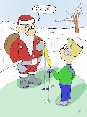 Cartoon: Geschenkt (medium) by WiesenWerner tagged putten,nah,dran,schenken,weihnachten,junge