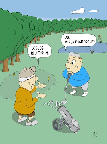 Cartoon: Slice ich drauf (medium) by WiesenWerner tagged golf,effet,rechts,abschlag,spin