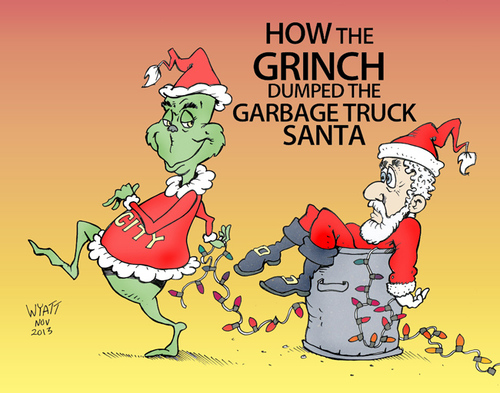 Cartoon: Grinched! (medium) by wyattsworld tagged christmas,garbage,lights,santa