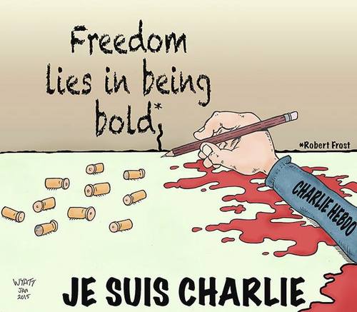 Cartoon: Je sui Charlie (medium) by wyattsworld tagged charlie,hebdo,religion,islamists,terror,paris