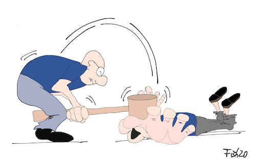 Cartoon: AfD Begrüßungsritual (medium) by Fish tagged afd,kalbitz,andreas,begrüßung,staatsanwalt,körperverletzung,straftat,rechts,gesinnung