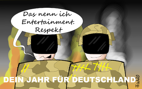 Cartoon: Heimatschutz (medium) by Fish tagged akk,annegret,kramp,karrenbauer,bundesverteidigungsministerin,freiwillige,jahr,bundeswehr,deutschland,waffen,rechts,cdu,entertainment,respekt,ausschreitungen,bürgerkrieg,soldaten,bürgerwehr