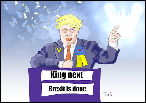 Cartoon: King next (medium) by Fish tagged boris,johnson,bexit,great,britain,england,wahlen,parlamentswahlen,general,election