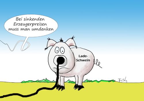 Cartoon: Ladeschwein (medium) by Fish tagged wasser,nitrat,grundwasser,mineralwasser,bauer,klimapolitik,eu,landwirtschaft,höfesterben,bauernproteste,demonstrationen,agrarpolitik,agrar