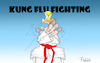 Cartoon: Kung Flu Fighting (small) by Fish tagged corona,trum,covid,19,sars,cov,pandemie,usa,wahlkampf,china,erkrankung,tod,ansteckung