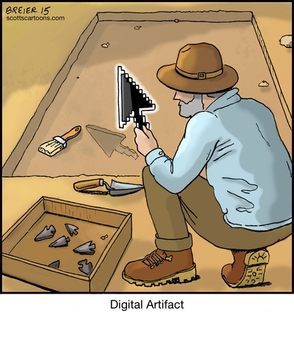 Cartoon: Digital Artifact (medium) by noodles tagged digital,artifact,computer,cursor,pointer,archeology,dig