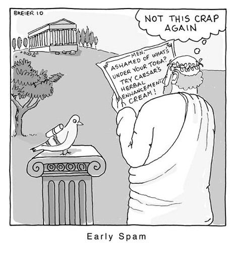 Cartoon: Early Spam (medium) by noodles tagged computers,spam,carrier,pigeon,greece