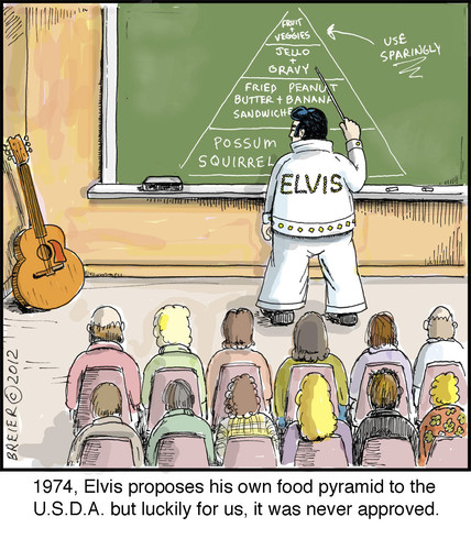 Cartoon: Elvis (medium) by noodles tagged elvis,food,pyramid,usda
