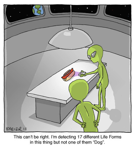 Cartoon: Hot Dog (medium) by noodles tagged hot,dog,aliens,earth,scan,spaceship