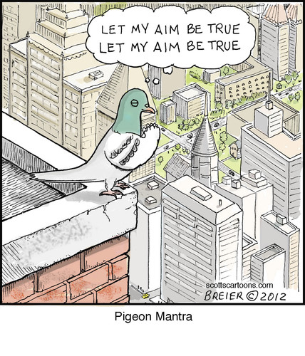 Cartoon: Pigeon Mantra (medium) by noodles tagged pigeon,mantra,noodles,city,bird