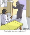 Cartoon: Grim Adjustment (small) by noodles tagged death,reaper,chiropractor,adjustment