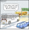 Cartoon: Highway to Hell (small) by noodles tagged buffalo,acdc,tour,bus,snow,fire