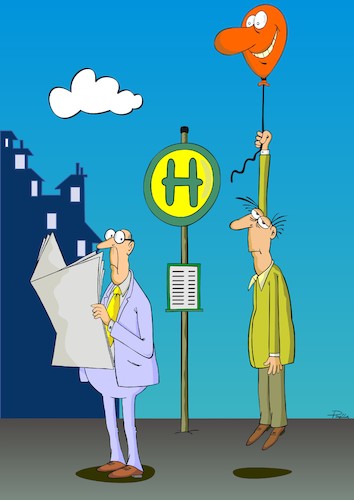Cartoon: Haltestelle (medium) by Pinella tagged haltestelle,bus,bahn