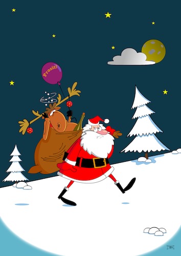 Cartoon: Weihnachtsfest (medium) by Pinella tagged weihnachten,rentier,weihnachtsmann
