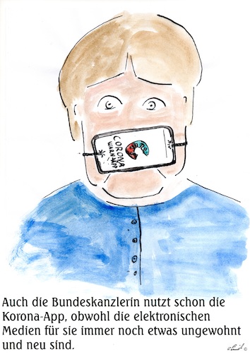 Cartoon: Corona-App (medium) by Stefan von Emmerich tagged kanzlerin,merkel,corona,korona,app