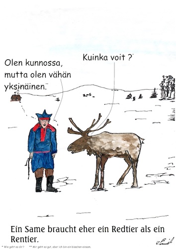 Cartoon: EinSame (medium) by Stefan von Emmerich tagged finnen,samen,rentiere,einsam,einsamkeit,gemeinsam,gemeinsamkeit