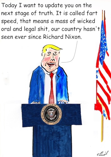 Cartoon: fart speed (medium) by Stefan von Emmerich tagged vote,him,away,donald,trump,dump,president,america,the,liar,tweets,tonight