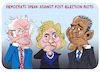 Cartoon: 3 Silent Democrats (small) by NEM0 tagged democrat,democracy,hillary,clinton,bernie,sanders,barak,obama,trump,protests,riots,nemo,nem0