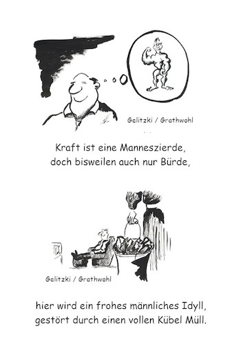 Cartoon: Die Kraft des Mannes (medium) by elmario55 tagged gesellschaft,politik,allgemeines
