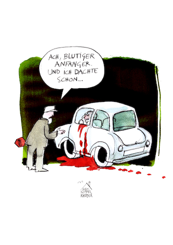 Cartoon: Blutiger Anfänger (medium) by Koppelredder tagged anfänger,fahrschule,blut,blutigeranfänger,polizei,kontrolle,verkehrskontrolle,mord,verbrechen,auto,polizist,anfänger,fahrschule,blut,blutigeranfänger,polizei,kontrolle,verkehrskontrolle,mord,verbrechen,auto,polizist