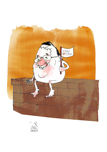 Cartoon: Humpty Dumpty (medium) by Koppelredder tagged humptydumpty,laschet,söder,cdu,csu,bundestagswahl,humptydumpty,laschet,söder,cdu,csu,bundestagswahl