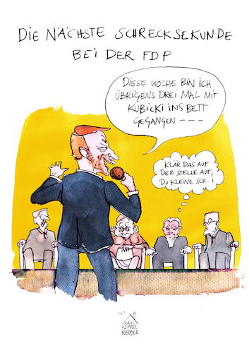 Cartoon: Lindner (medium) by Koppelredder tagged christianlindner,lindateuteberg,teuteberg,wolfgangkubicki,lindner,kubicki,fdp,witz,herrenwitz,altherrenwitz,parteitag,schrecksekunde,christianlindner,lindateuteberg,teuteberg,wolfgangkubicki,lindner,kubicki,fdp,witz,herrenwitz,altherrenwitz,parteitag,schrecksekunde