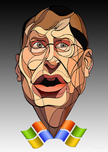 Cartoon: Bill Gates (medium) by Wesam Khalil tagged bill,gates,internet,multimedia,technology,windows,system,technologie,computer,software
