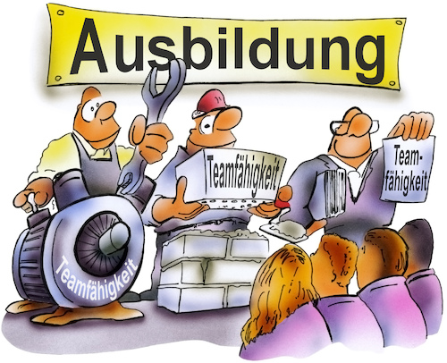 Cartoon: Ausbildung (medium) by HSB-Cartoon tagged apprenticeship,behaviour,business,education,industry,school,skill,skills,social,soft,team,spirit,trade,training,work,airbrush,ausbilder,ausbildung,ausbildungsmesse,ausbildungsplatz,ausbildungsplatzsuche,ausbildungsstart,azubi,beruf,berufsausbildung,berufsstart,betrieb,dienstleistung,dienstleistungssektor,einstellungsfaktoren,entscheidung,faktoren,handwerk,hsb,hsbcartoon,industrie,karikatur,lehrbetrieb,lehrling,lehrstelle,lehrstellenbörse,lokalkarikatur,messe,schulabschluss,sozial,sozialkompetenz,apprenticeship,behaviour,business,education,industry,school,skill,skills,social,soft,team,spirit,trade,training,work,airbrush,ausbilder,ausbildung,ausbildungsmesse,ausbildungsplatz,ausbildungsplatzsuche,ausbildungsstart,azubi,beruf,berufsausbildung,berufsstart,betrieb,dienstleistung,dienstleistungssektor,einstellungsfaktoren,entscheidung,faktoren,handwerk,hsb,hsbcartoon,industrie,karikatur,lehrbetrieb,lehrling,lehrstelle,lehrstellenbörse,lokalkarikatur,messe,schulabschluss,sozial,sozialkompetenz