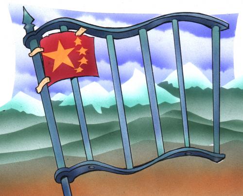 Cartoon: china (medium) by HSB-Cartoon tagged politic,asia,china,tibet,starsandstripes,greatpower,,china,tibet,politik,macht,diktatur,kommunismus,dalai lama,buddhismus,religion,mönch,fahne,gefängnis,opportunismus,patriotimsus,olympia,olympiade,olymp,olympische spiele,fackel,demonstration,menschenrecht,asien,glaube,dalai,lama,olympische,spiele