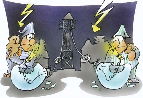 Cartoon: electrical power outage (medium) by HSB-Cartoon tagged power,electricity,thunder,thunderstorm,braekdown,mains,failure,blackout,outagecandle,night,energy,strom,energie,stromausfall,nacht,kerze,cartoon,caricature,karikatur,airbrush,energie,stromausfall,strom,kerze