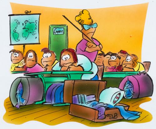 Cartoon: full time school (medium) by HSB-Cartoon tagged school,schule,pupil,teacher,leducation,learn,schule,schüler,grundschule,klassenzimmer,klasse,abc,bildungsstätte,bildungschancen,bildung,belehrung,büffeln,einpauken,erziehung,erzieher,fortbildung,gelehrsamkeit,lektion,lehrzeit,nachilfe,pädagogik,pädagoge,pause,schulaufgaben,studieren,stundenplan,unterricht,wissen,zensuren,zeugnis,gesamtschule,full time,vollzeit,drill,erziehungslager,streng,pauken,disziplin,zucht,ordnung,full,time