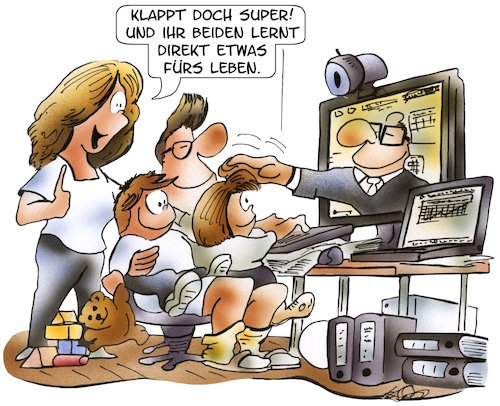 Cartoon: Kinder im Homeoffice (medium) by HSB-Cartoon tagged homeoffice,kinderbetreuung,kinder,kids,eltern,erziehung,beruf,berufsfeld,karrikatur,heimarbeit,büroarbeit,internet,onlinearbeit,videomeeting,karikatur,vater,mutter,homeoffice,kinderbetreuung,kinder,kids,eltern,erziehung,beruf,berufsfeld,karrikatur,heimarbeit,büroarbeit,internet,onlinearbeit,videomeeting,karikatur,vater,mutter